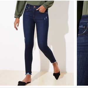 Loft modern skinny destructed jeans chewed hem